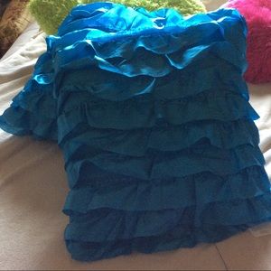 Blue ruffle pillow